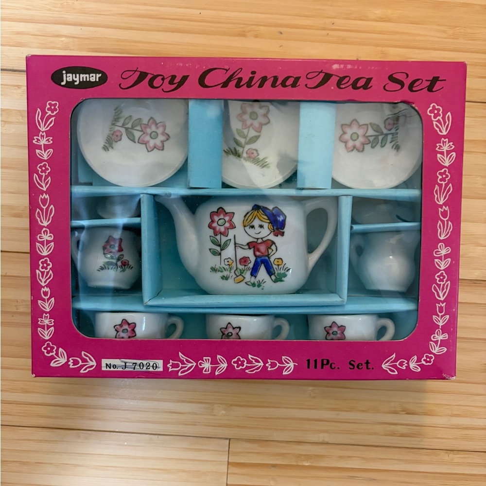 Vintage 11 Pc Toy China Tea Set. Jaymar Boxed Made In Japan J7020 Garden Girl